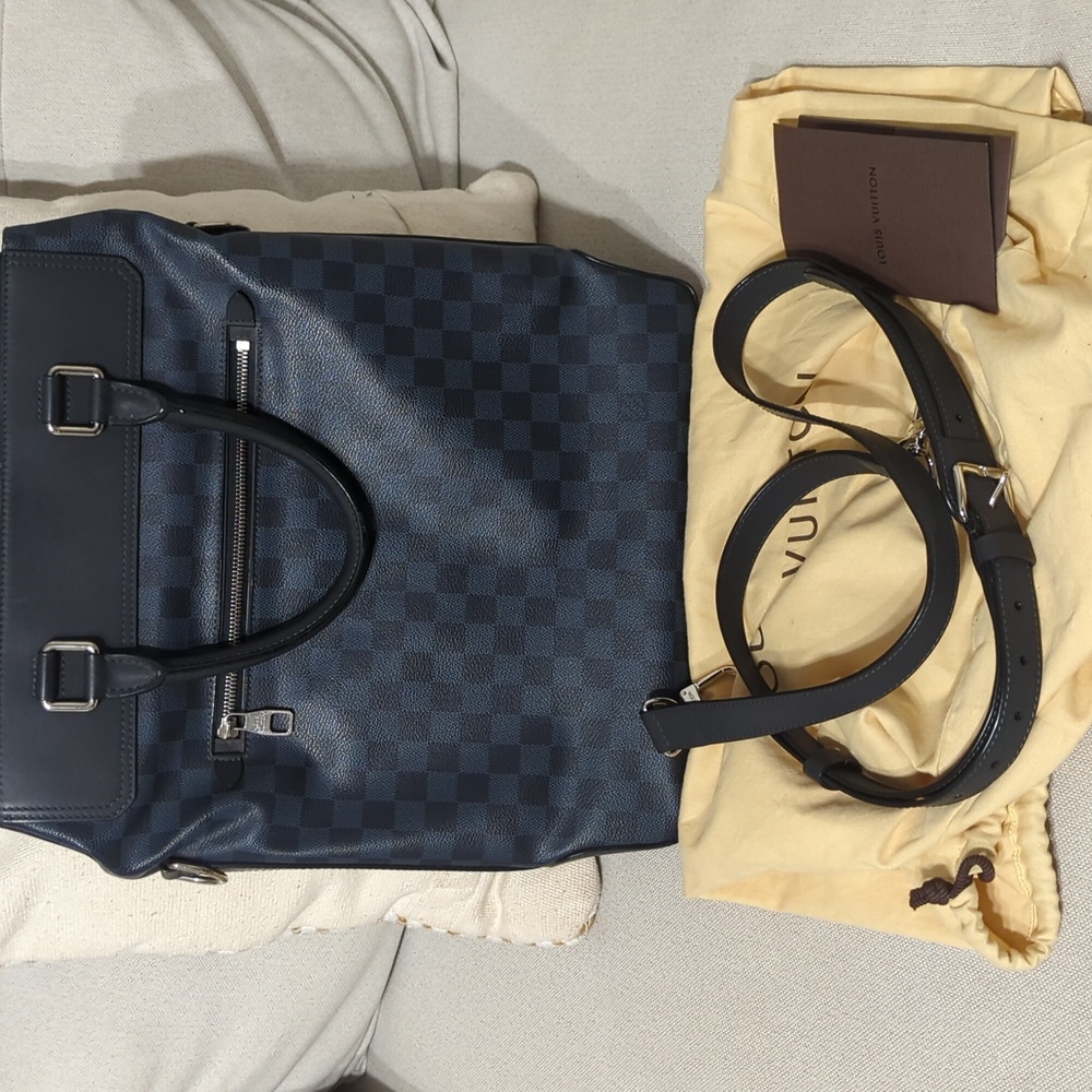 Cobalt Damier Tote Shoulder Bag. LOUIS VUITTON
